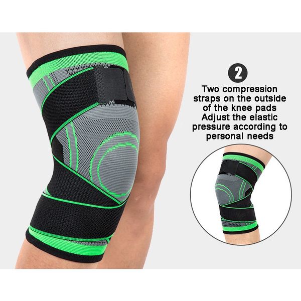 

1pc sports kneepad men pressurized elastic knee pads support knitting bandages fitness running protective g, Black;gray