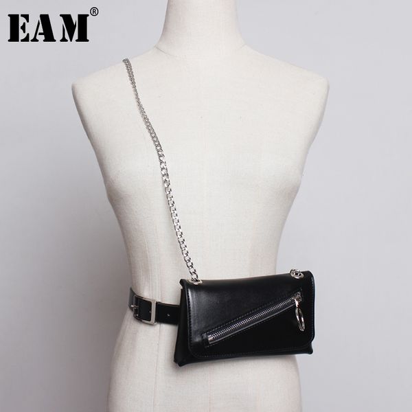

eam] multicolor pu leather mini-bag chain split long belt personality women new fashion tide all-match spring autumn 2020 1b377, Black;brown