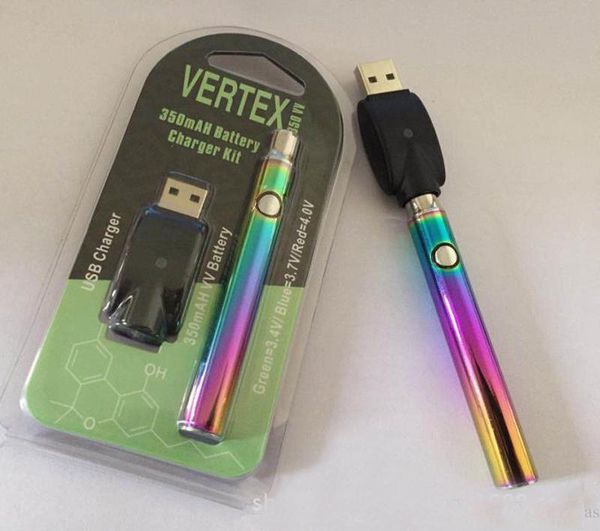 

Rainbow Vertex LO VV Battery Charger Kit 350mAh CO2 Oil Preheat Battery E Cigarettes Vape Pen Fit 510 thread Atomizers CE3 Tank EC018