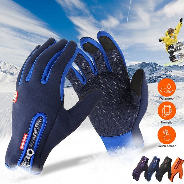 

men classic waterproof winter gloves male army glovel tacticos guantes tacticamittens driving touchscreen cycle gloves, Blue;gray