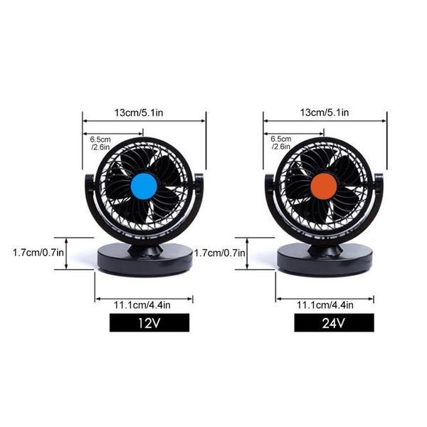 

12v 24v car fan rotation adjustable auto air fan powerful quiet rotatable dashboard auto with air circulator