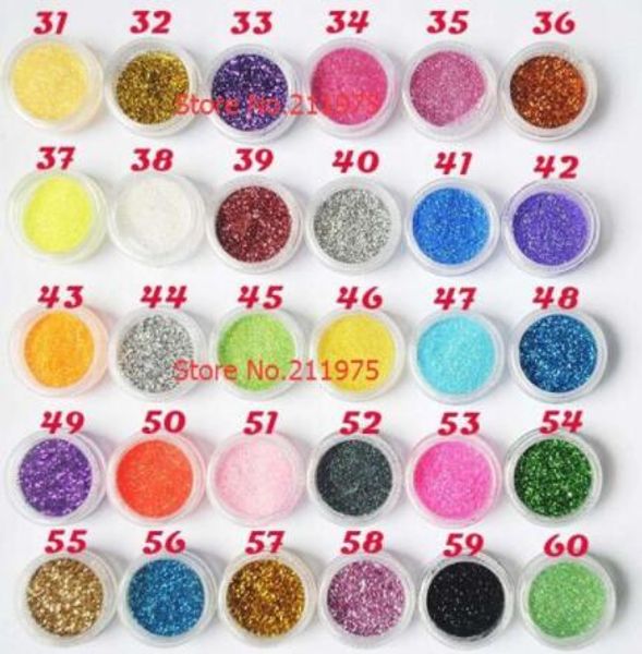 

wholesale-- 30 colors nail art glitter dust eye shadows powder, 30colors each set - na286, Silver;gold