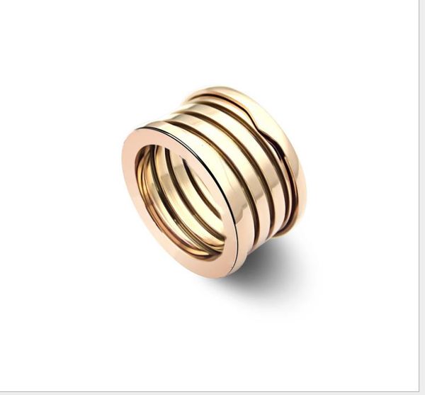 

spring rose gold wide spring ring five rings wide spring ring, Silver