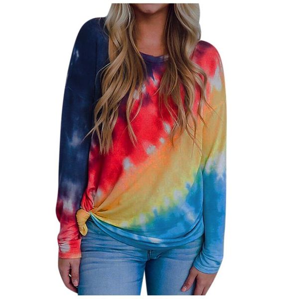 

ostrich women's casual loose round neck print tie-dyed long sleeve casual dropshipping, Black