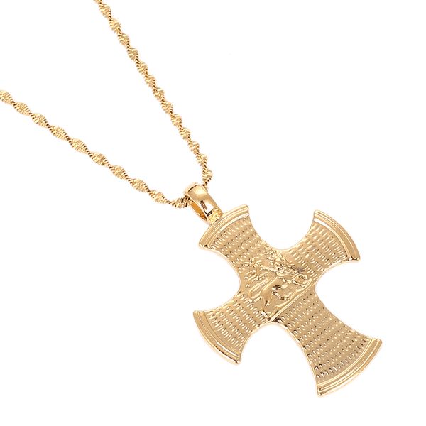 

ethiopia coin lion cross pendant necklace for women men gold color ethiopian jewelry african ethnic gift, Silver