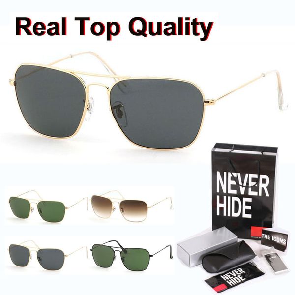 

3136 brand sunglasses for men women alloy frame glass lens oculos de sol with original box, packages, accessories, everything, White;black