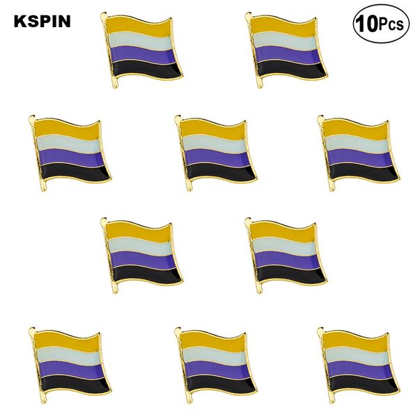 

nonbinary pride flag lapel pin flag badge brooch pins badges 10pcs a lot, Gray