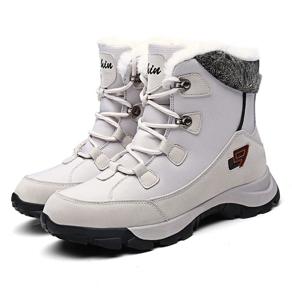 

men's shoes winter warm outdoor hiking walking shoes women's snow boots plus cotton thick windproof couple slip wear, Black