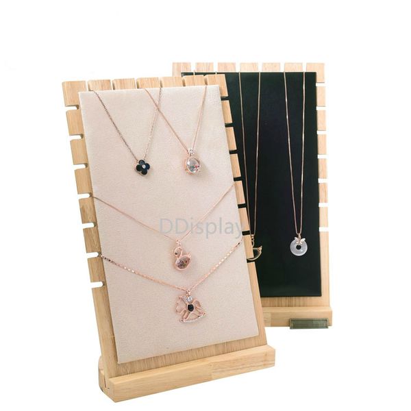 

[ddisplay]solid wood necklace standing jewelry organizer pendant storage collection windows display bracelet jewelry display, Black
