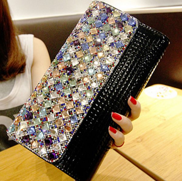 

the new diamond handbag ladies hand bag shoulder slung women's bag envelope