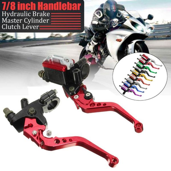 

motorcycle 7/8 cnc front brake hydraulic clutch master cylinder lever set reservoir