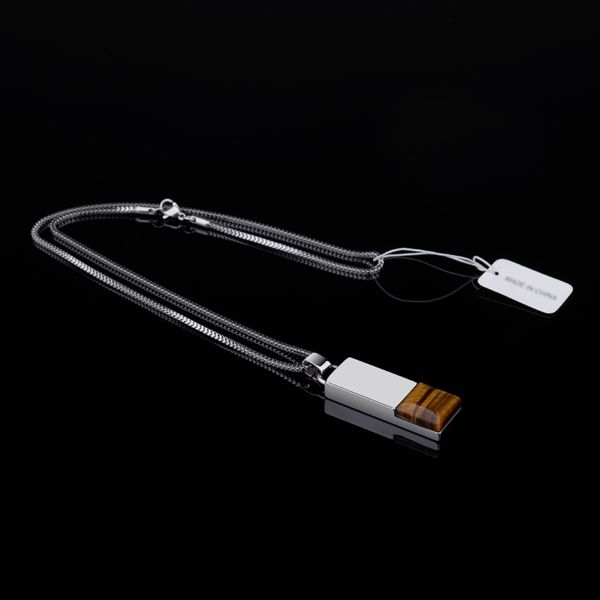 

new fashion man's tungsten carbide pendants chain necklace high polised with tiger' eyes stone ing, Silver