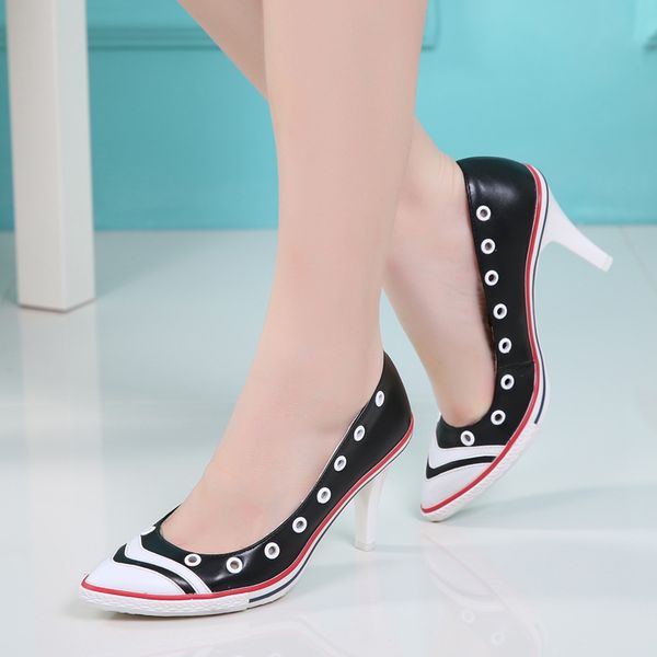 

new luxury women casual shoes high heels zapatos fashion loafers high heels ladies shoes women candy color pumps mc-54, Black