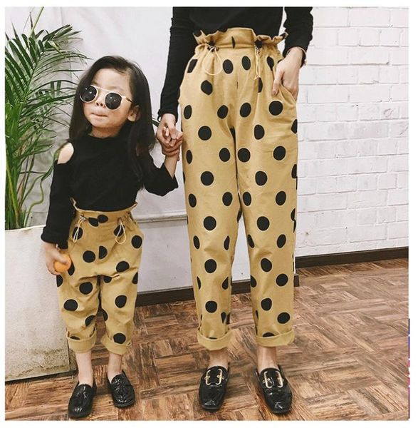 

parent-child clothing original wave point pants boys harem pants high waist, Blue