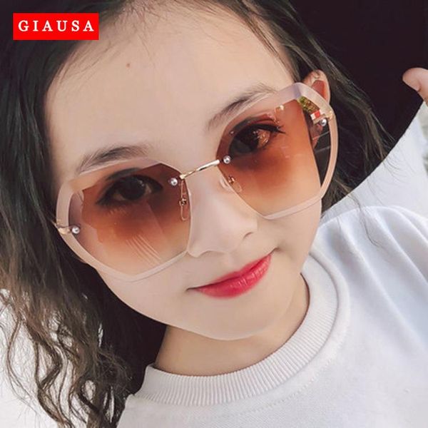 

2020 новый ребенок cute сердце rimless frame солнцезащитные очки дети детский серый розовый красный объектив мода мальчики девочки uv400 защ, Blue