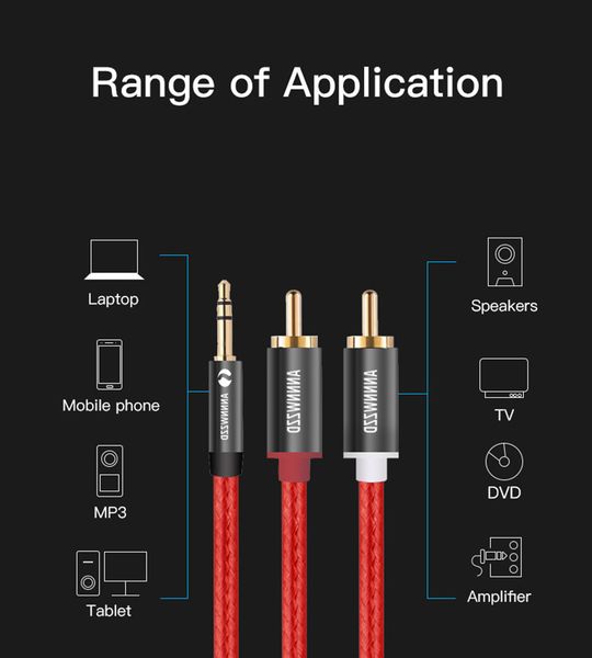 

2rca cable to 3.5 audio cable 3.5mm jack rca aux cable 3m 5m for phone edifer home theater dvd audio fashion
