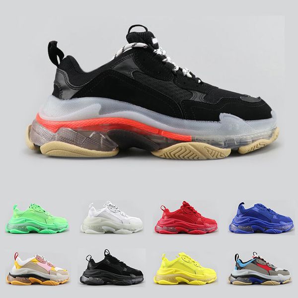 

triple s fashion luxury designer shoes for men women clear sole neon green black white red mens trainer platform sports sneakers