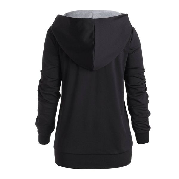 

hoodies women halloween plus size 3d black cat print convertible hoodie autumn moletom