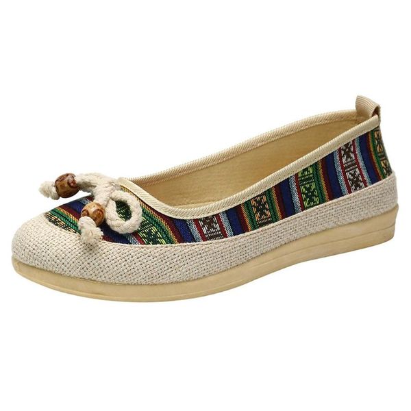 

sagace women vintage ethnic style slip-on shoes casual comfortable lazy shoes peas boat flat single for spring summer, Black