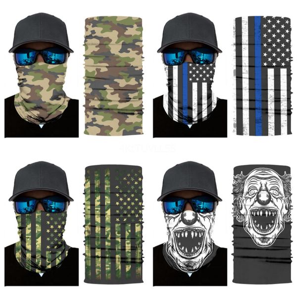 

new skull masks solid color cycling headband print hairband outdoor face skull scarf light breathable edc soft magic headwear 8 colors k9#16, Blue;black