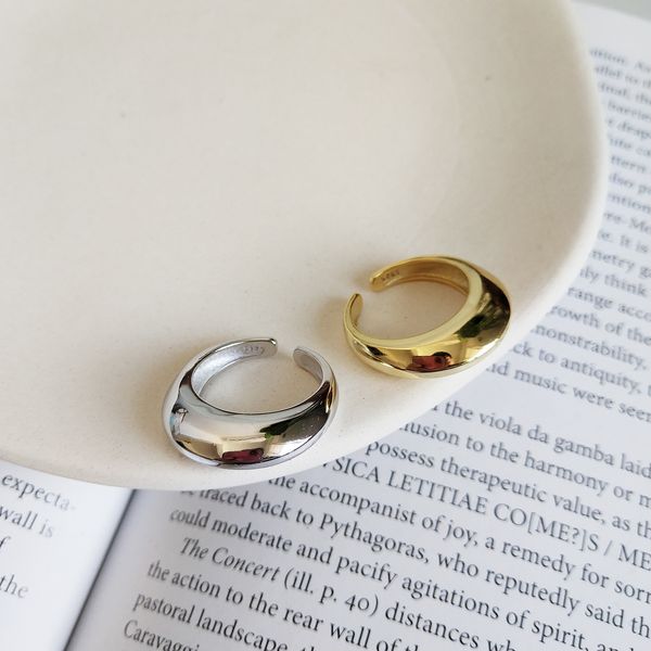 

fan zhiqiao korean jewelry 925 sterling silver ring personalized jewelry fashion moroccan style concave convex arc ring, Golden;silver