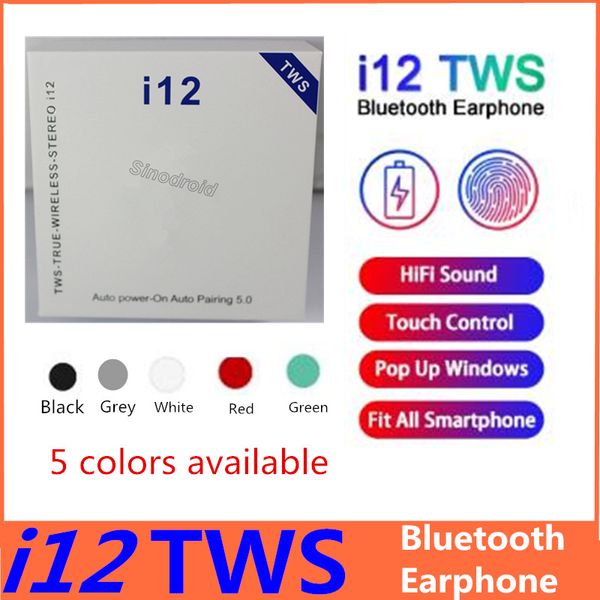 

Красочные i12 tws bluetooth 5.0 беспроводные наушники bluetooth поддерживают всплывающее окно Наушники с сенсорным управлением беспроводная гарнитура наушники 10шт