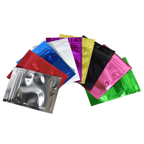 

100pcs/lot self seal colored zip lock aluminum foil bags heat sealable mylar foil zipper package bag with notch food storage bag