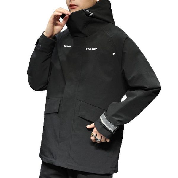 

men's casual waterproof 2019 spring autumn tourism windbreaker bomber jacket male raincoat windproof hooded coat work clothes, Black;brown
