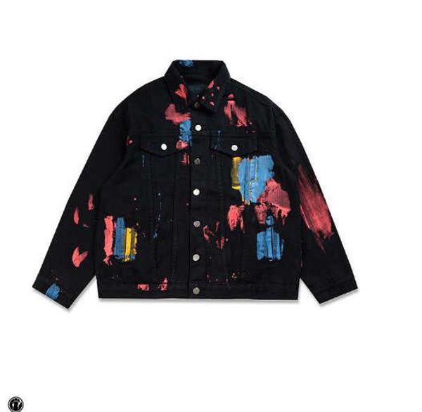 

mens splash paint jackets black white street denim jacket luxury men streetwear brand wear on both sides long sleeve clothes #10 11, Black;brown