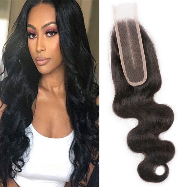 Peruviano Body Wave 2X6 Chiusura in pizzo con chiusura dei capelli del bambino 2 * 6 Dimensioni Colore naturale Prodotti per capelli Remy economici Parte centrale