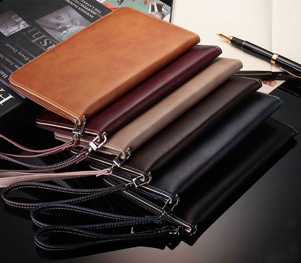 

grade retro business hand strap leather case for ipad mini1/2/3 2/3/4 ipad2018/air/air2 ipad pro/9.7" handheld stand card smart cover