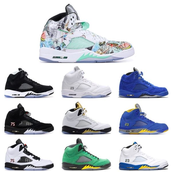 

men basketball shoes 5 jumpman 5s fire red psg white cement oreo wings metallic silver island green mens trainers sports sneakers