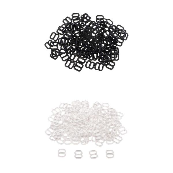 

200x nylon 6mm 8 bra strap lingerie adjustment clips hooks sewing fasteners, Black