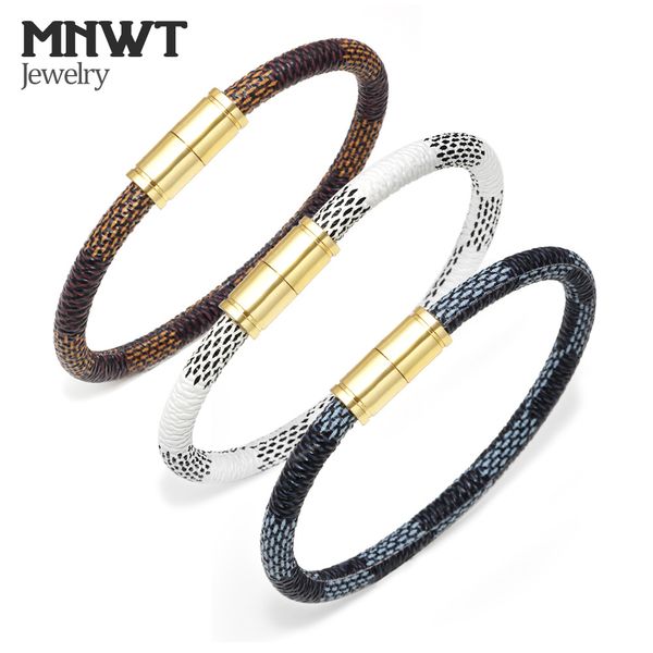 

MNWT Fashion Cowhide Stripe Bracelet Rope Magnetic Buckle Braclet Cuff Wristband for Women Men Couple Cordao Braslet Masculinos
