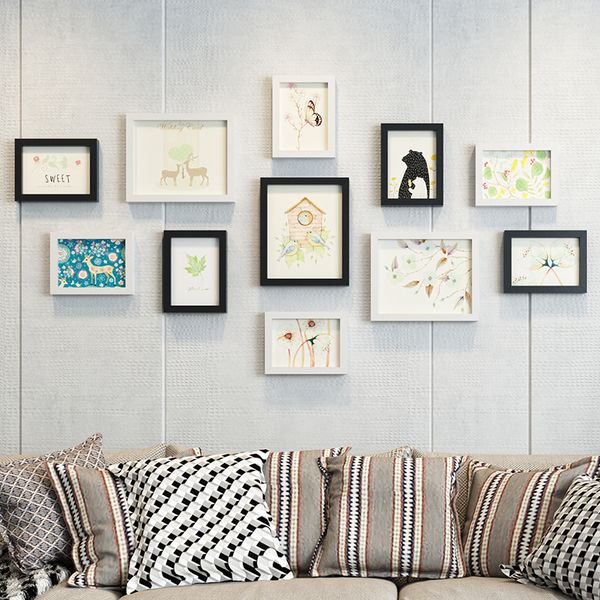 

modern wall frame p 11pcs/set black white wooden wall p frames set hanging wood picture frames set family wedding decor