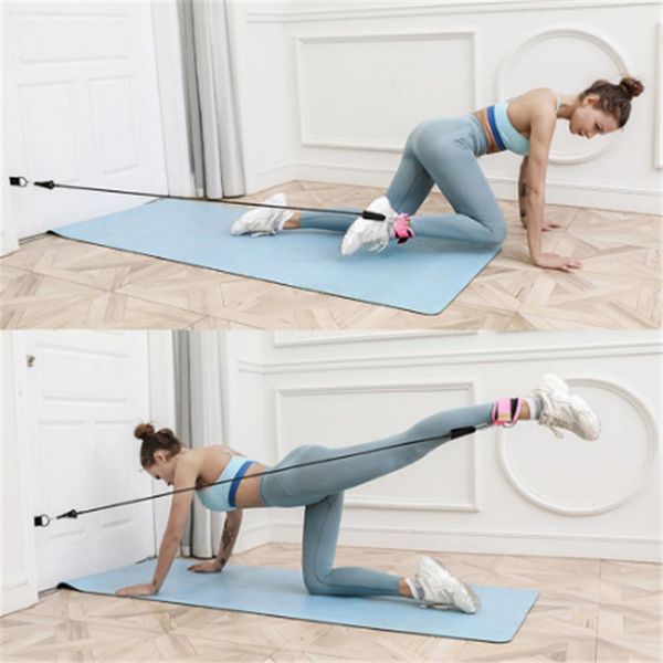 

door pull rope fittings bulift exercise equipment elastic band with foot ring leggings buckle ankle strap set