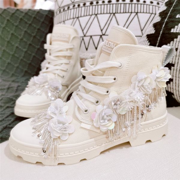 

jellyfond women boots fashion platform ankle boots women sequins flower shinny bling shoes basket femme, Black