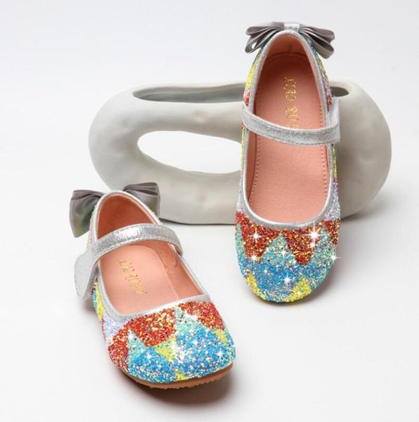 

kids leather shoes for girls candy color casual sandals princess glitter children sandals soft kids dance performance shoes, Black;grey