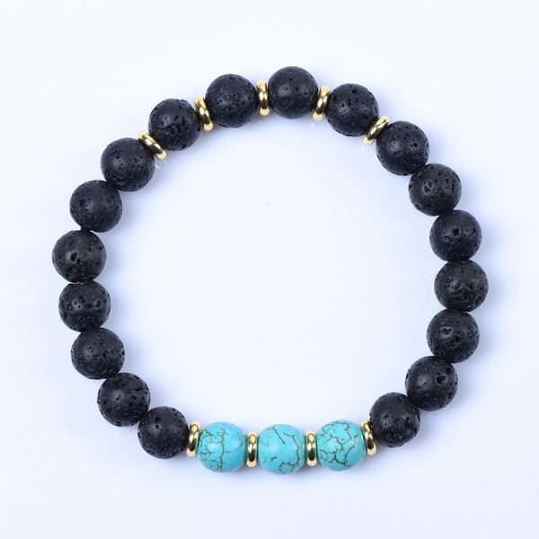 

pd201 ckku jewelry 5pcs/lot turquoise chakra bracelet clam down confidence relief stress lava stone stretch bracelet, Black