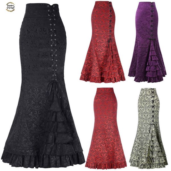 

floral bohemia print skirt vintage floral long skirts women beach summer elegant beach maxi skirt boho high waist #w30, Black