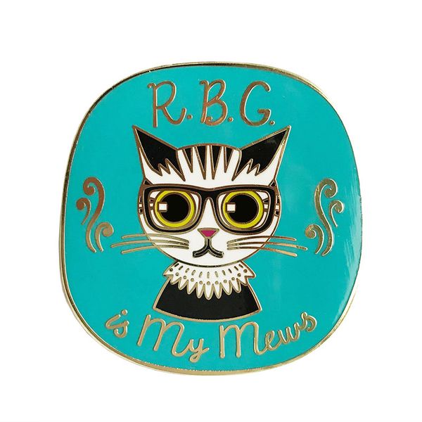 

rbg pin enamel pin ruth bader ginsburg is my mews badge, Gray