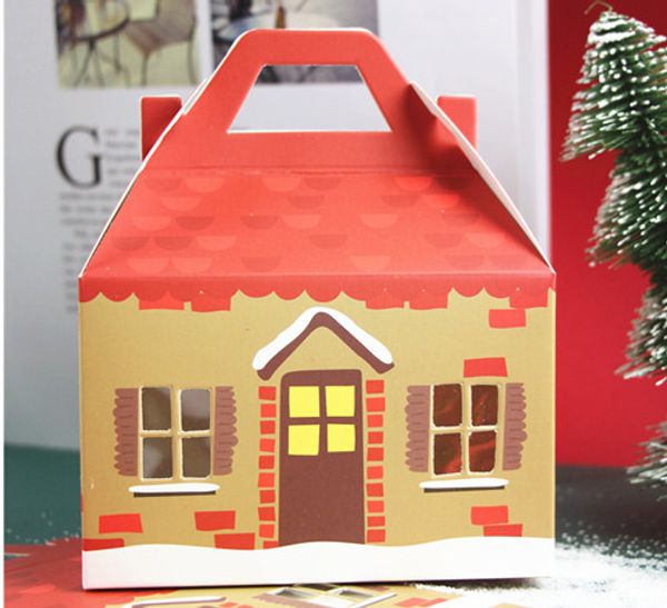 

portable house shape packaging cake paper box for party with handle