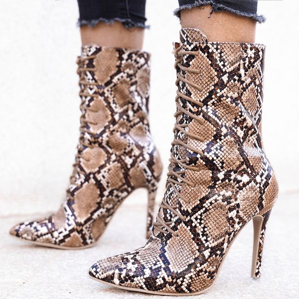 

fashion leopard mid-calf boots women shoes new 2020 thin heels platform boots party winter women zapatos de mujer, Black