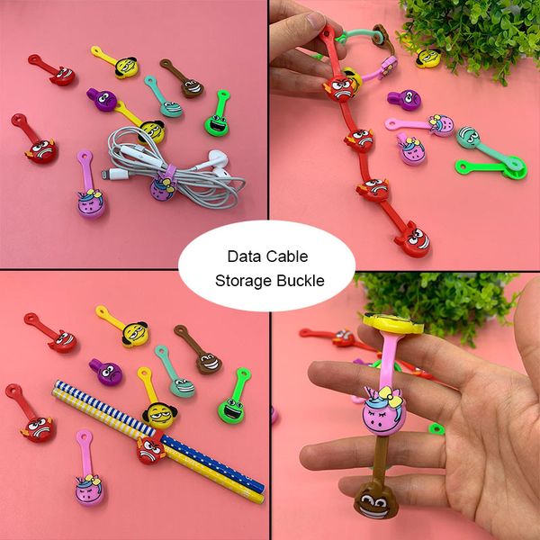 

cartoon face silicone tape strap winder ear mechanism storage line multifunction receive bag clips data cable strapping tape