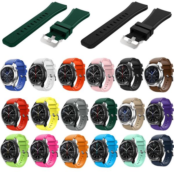 

soft silicone strap for samsung gear s3 frontier r760 watch band bracelet for samsung gear s3 classic r770 band with pins, Black;brown