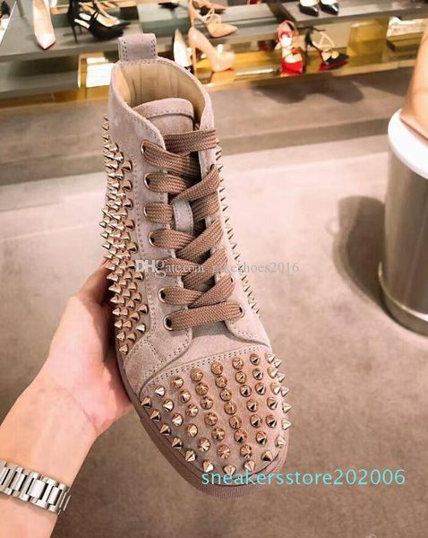 

designer spike men sneakers red bottom full spiked men shoes sneakers flat shoes womens red soles spike luxury shoes flat trainers s06, Black