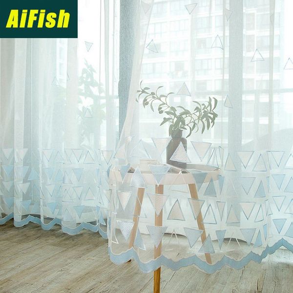 

треугольники полиэстер вышитые шторы экраны свежие и простые подходит для гостиной спальня балкон m136t3