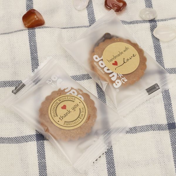

500pcs/roll labels round natural kraft thank you sticker seal label handmade with love sticker adhesive paper stationery sticker