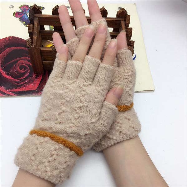 

girls autumn winter cashmere gloves office lady cute warm gloves, Blue;gray