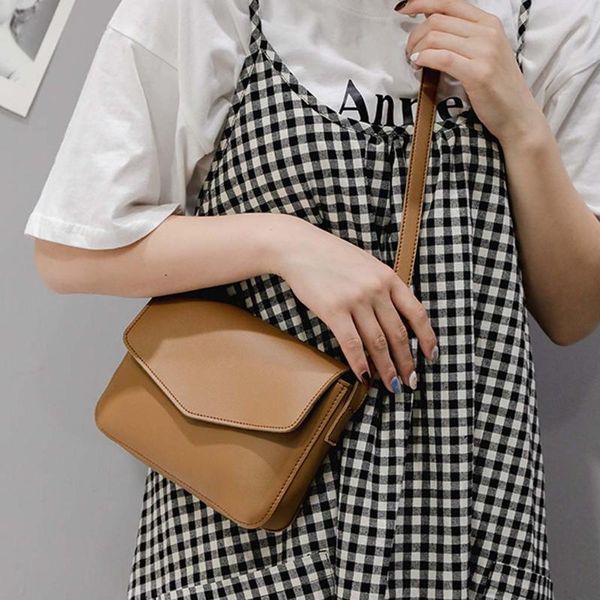 

women 2020 new vintage messenger bag fashion pu leather solid shoulder bag small square flap crossbody bags for women